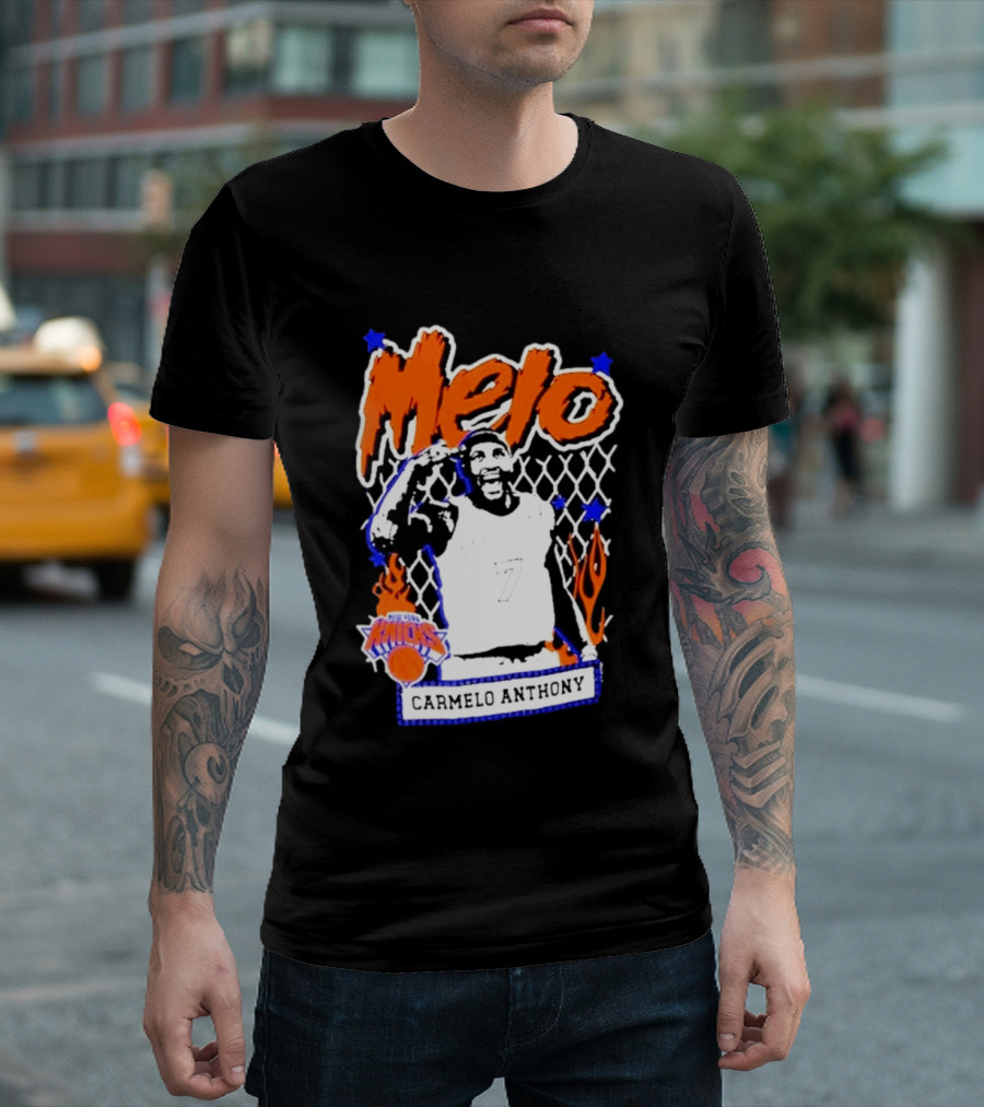 Melo Carmelo Anthony New York Knicks NBA Street Player Mitchell Ness T-Shirt