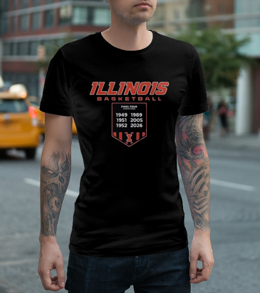 Illinois Basketball Final Four Appearances 1949 1951 1952 1989 2005 2026 Banner T-Shirt