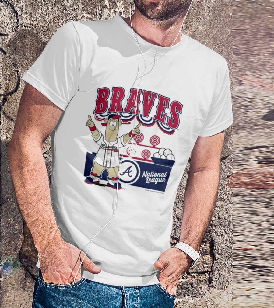 Atlanta Braves Mitchell & Ness Cream Step Back Up Cartoon Character National League T-Shirt