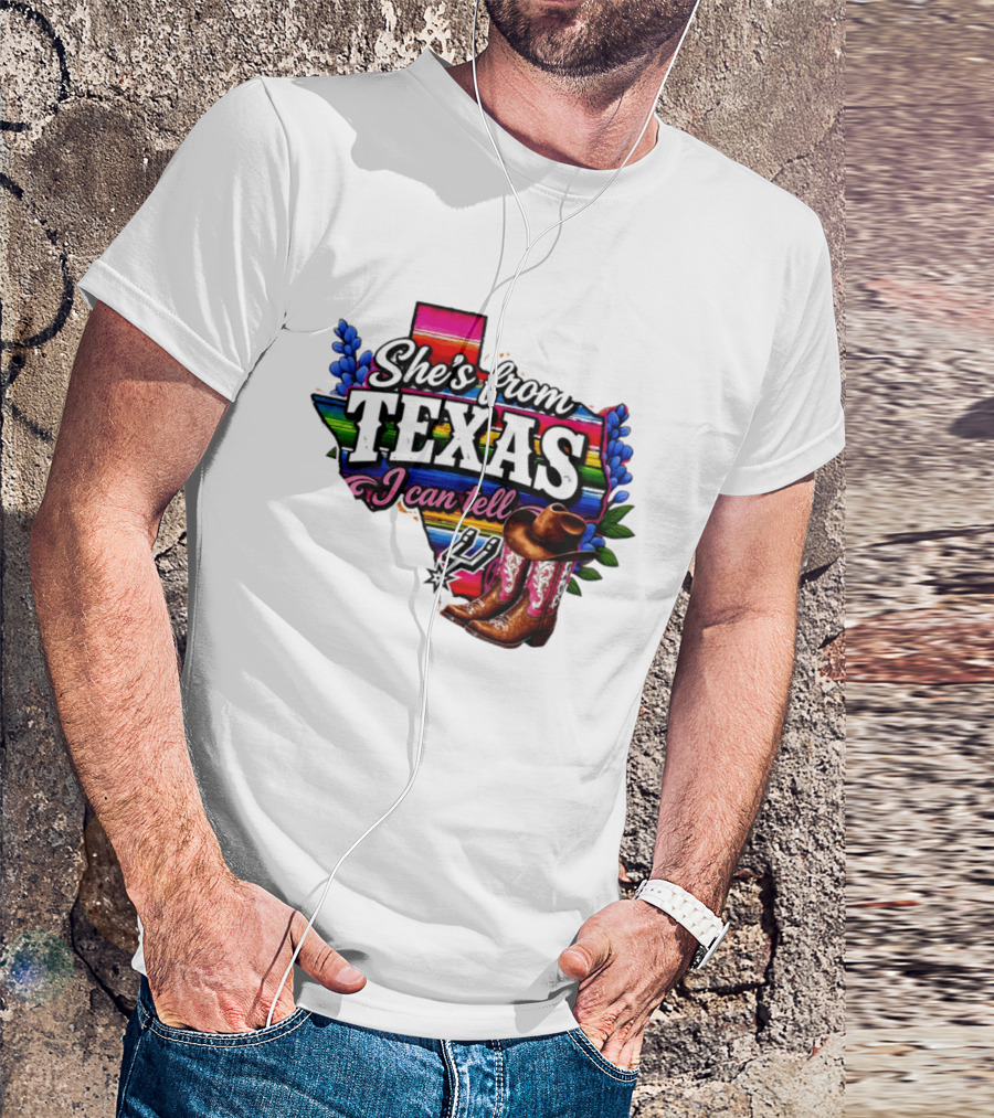 Ella Langley She's From Texas I Can Tell Cowboy Boots And Colorful Map T-Shirt