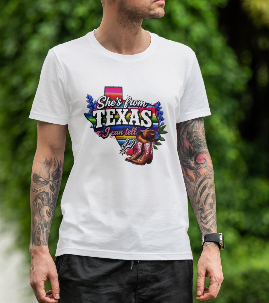 Ella Langley She's From Texas I Can Tell Cowboy Boots And Colorful Map T-Shirt