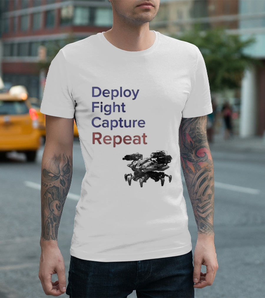 War Robots Deploy Fight Capture Repeat Strategy Gameplay T-Shirt