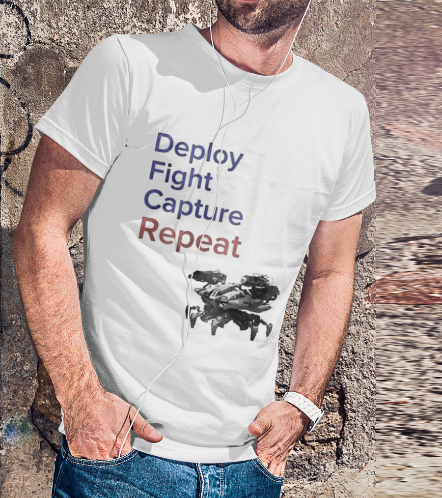 War Robots Deploy Fight Capture Repeat Strategy Gameplay T-Shirt