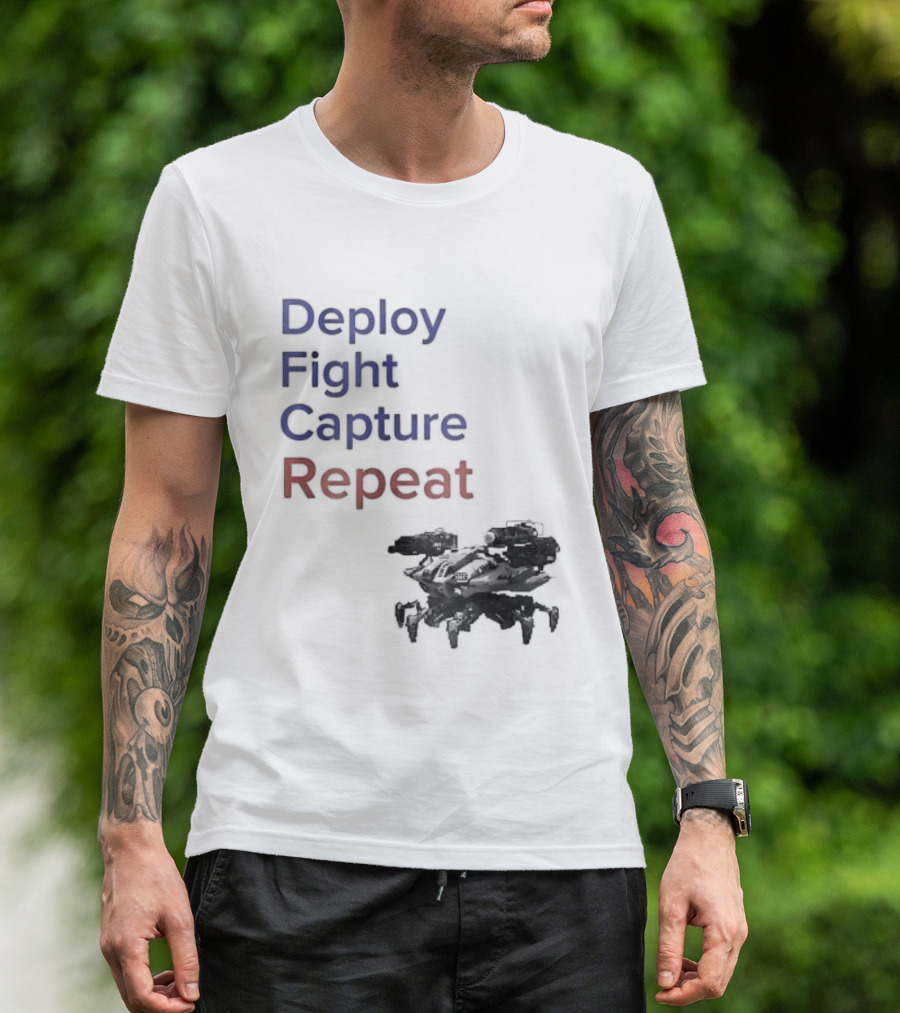War Robots Deploy Fight Capture Repeat Strategy Gameplay T-Shirt
