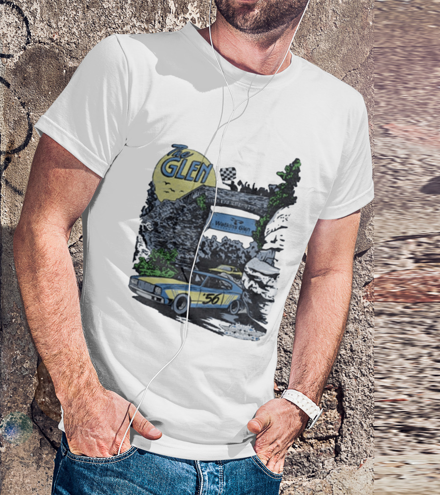 The Glen Watkins Glen International Checkered Flag Racecar 56 Archway Scenic T-Shirt