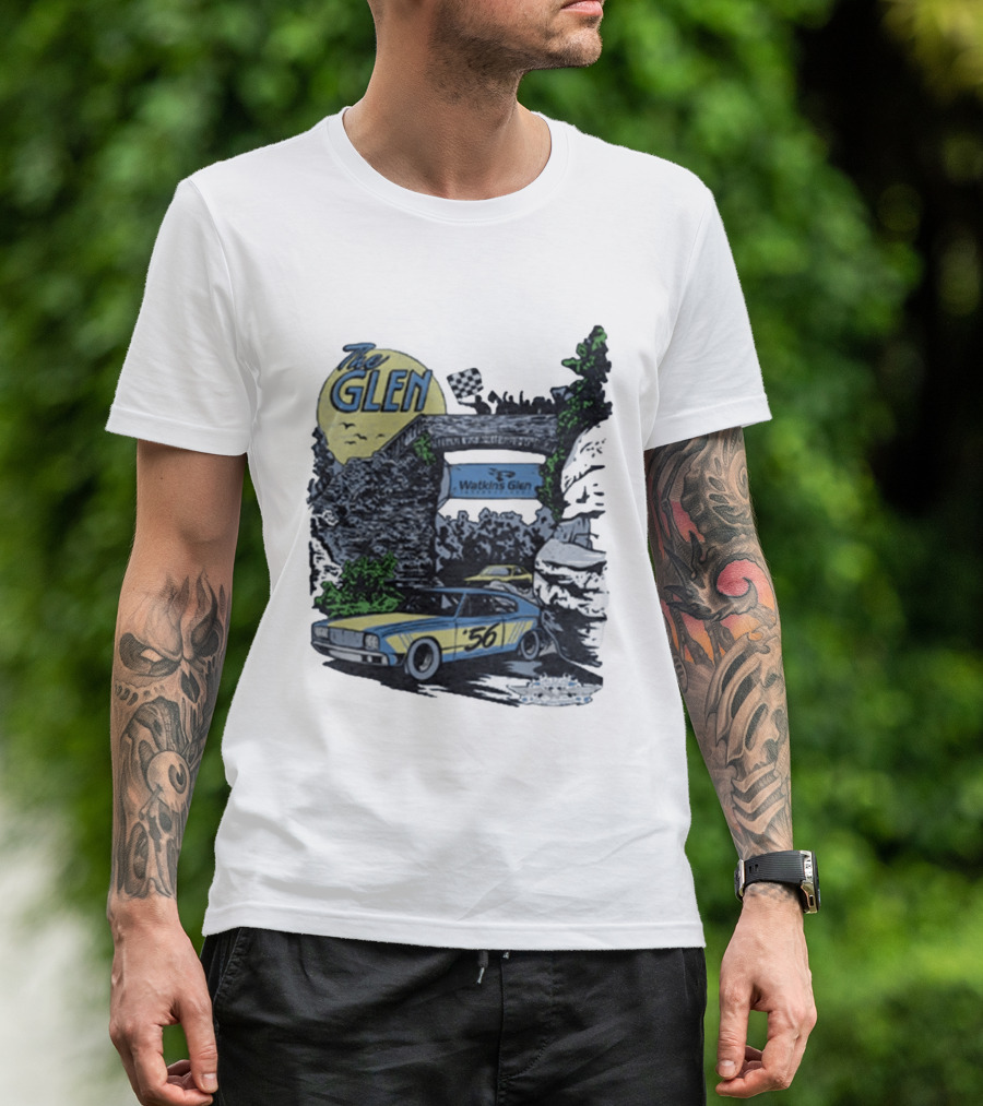 The Glen Watkins Glen International Checkered Flag Racecar 56 Archway Scenic T-Shirt