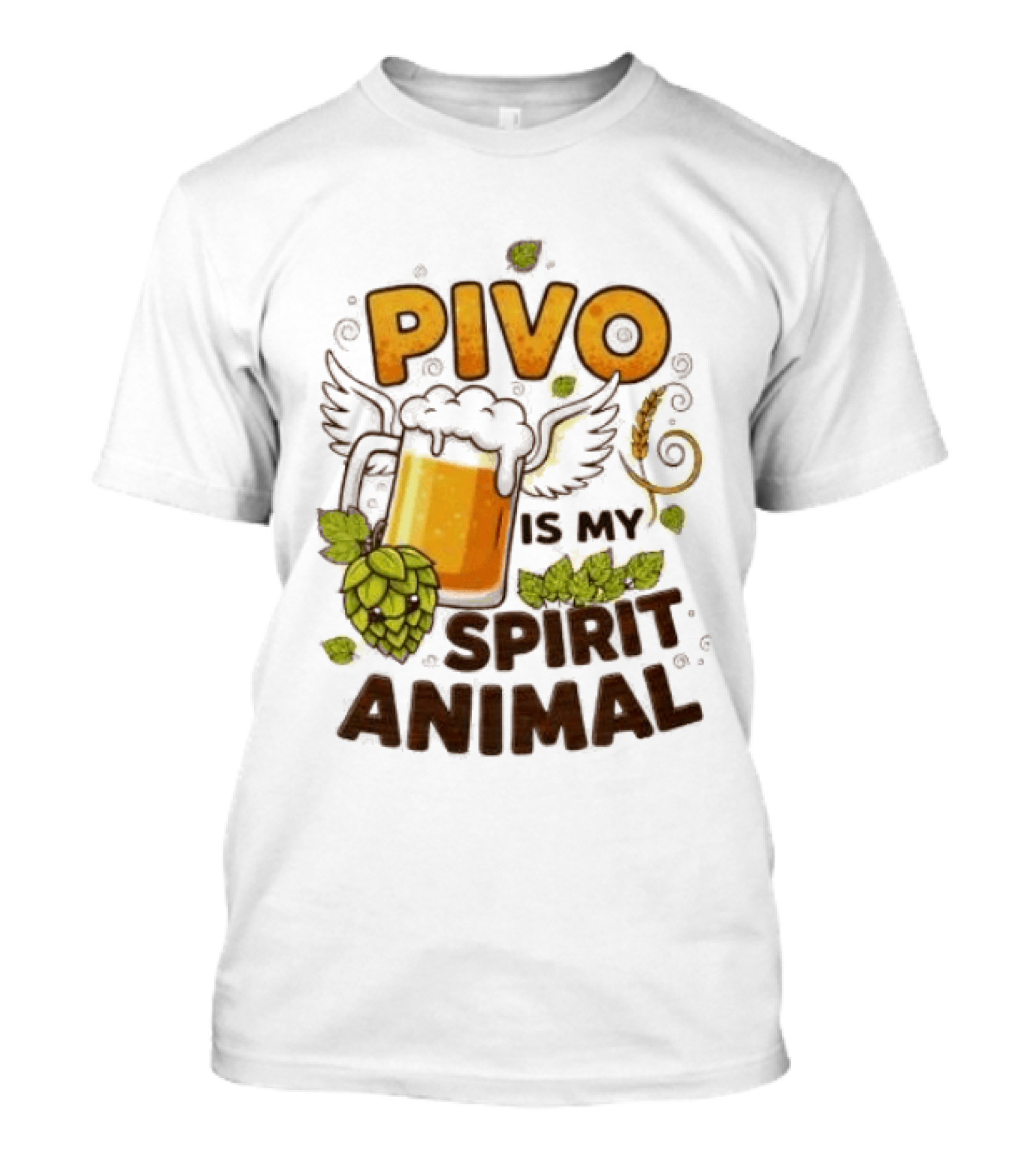 Pivo Is My Spirit Animal Beer Lover Hops Wheat Wings T-Shirt