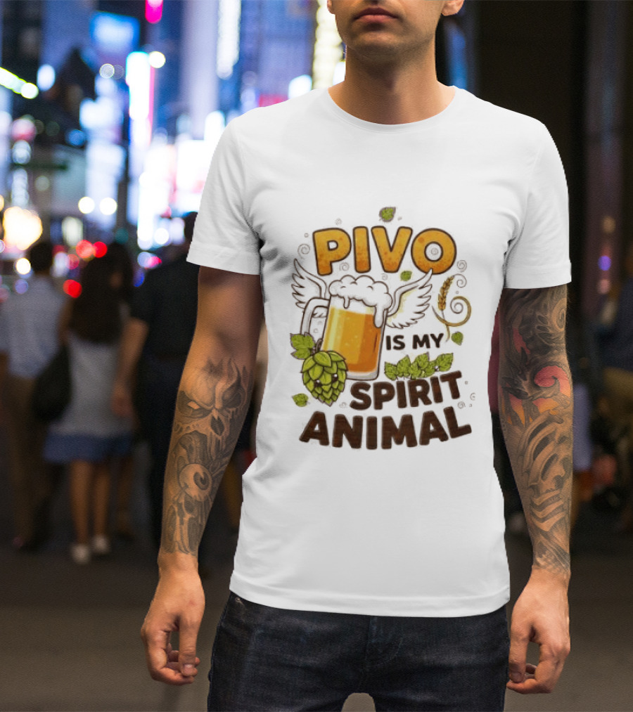 Pivo Is My Spirit Animal Beer Lover Hops Wheat Wings T-Shirt