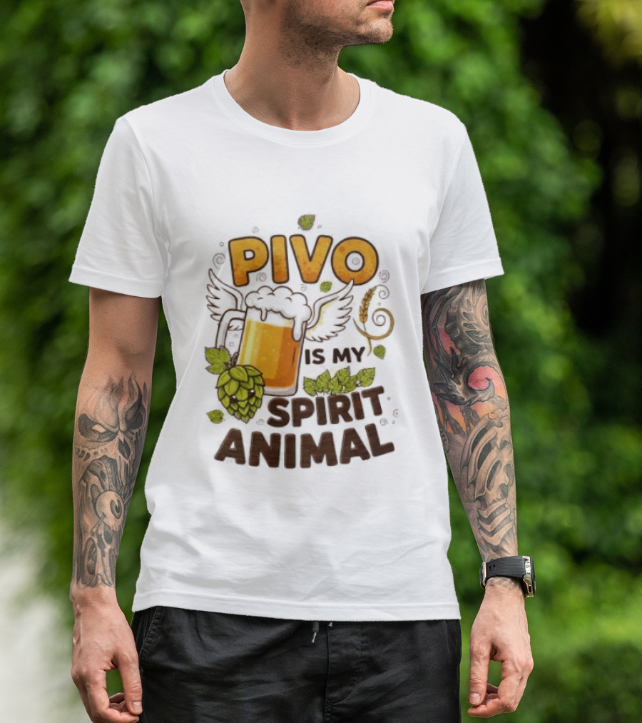 Pivo Is My Spirit Animal Beer Lover Hops Wheat Wings T-Shirt