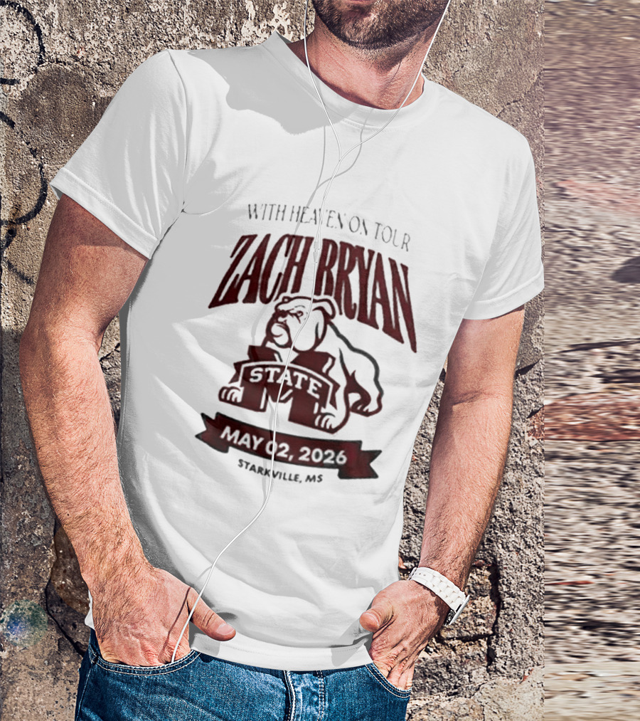 Zach Bryan With Heaven On Tour 2026 Mississippi State May 02 Starkville MS T-Shirt