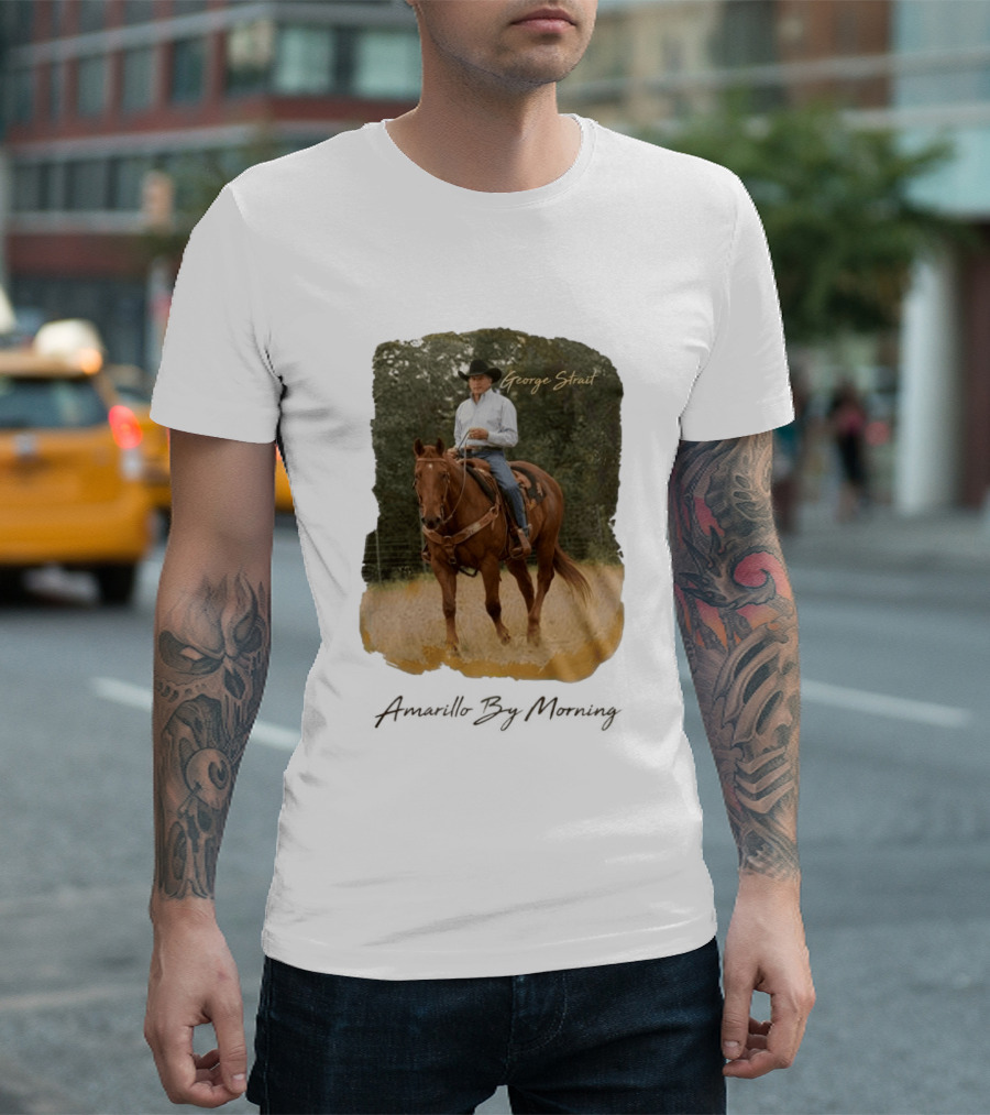 George Strait Riding Horse In Rustic Landscape One Night Only T-Shirt