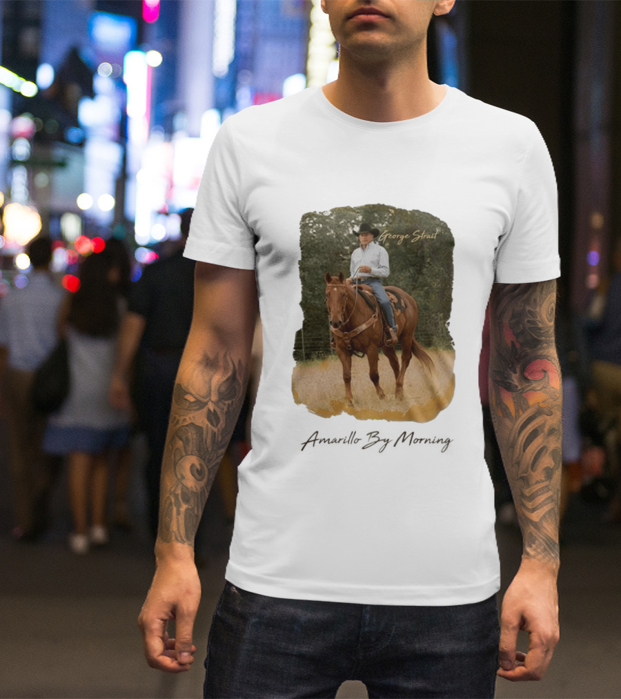 George Strait Riding Horse In Rustic Landscape One Night Only T-Shirt