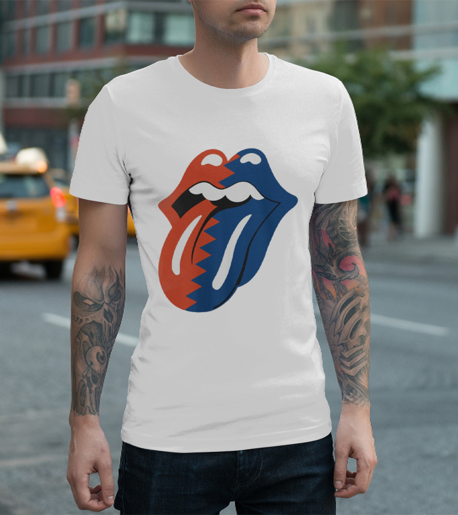 Rolling Stones Big Mouth Tongue Rare Red Blue Contrast T-Shirt