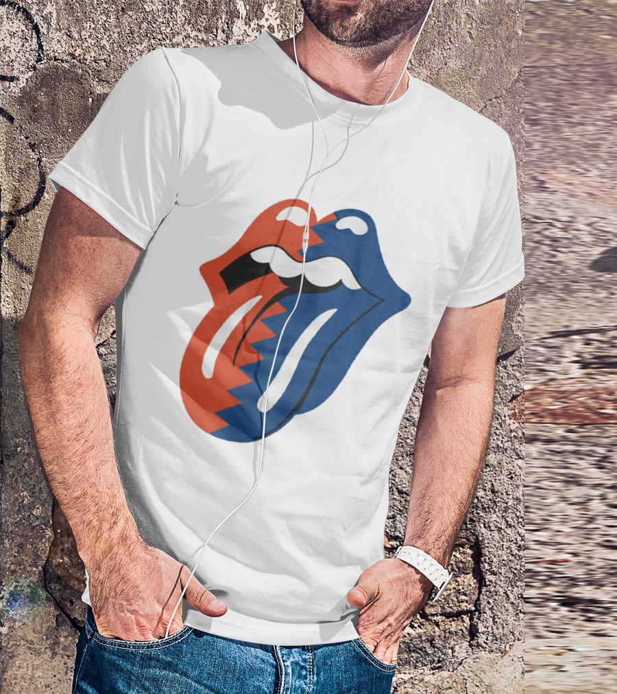 Rolling Stones Big Mouth Tongue Rare Red Blue Contrast T-Shirt