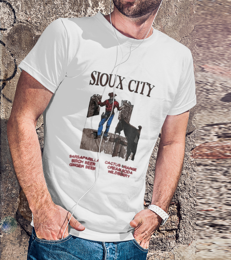 Sioux City Sarsaparilla Birch Beer Ginger Beer Cactus Orange Cream Cola Wildberry Cowboy Saloon Scene T-Shirt
