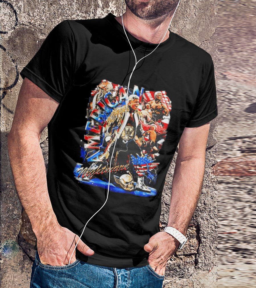 American Nightmare Cody Rhodes Wrestling Star Red White Blue Skull Jacket T-Shirt