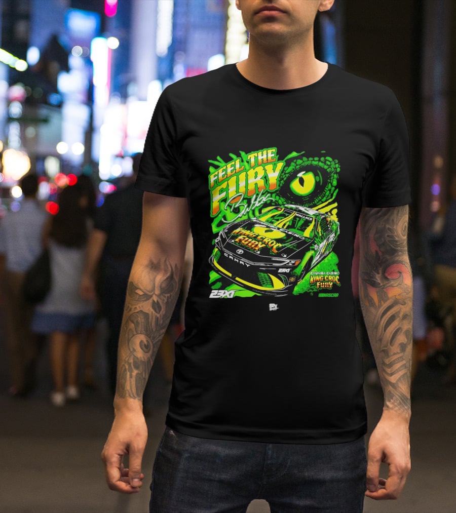 Bubba Wallace Feel The Fury King Croc Chumba Casino Toyota Camry NASCAR 23XI Racing T-Shirt