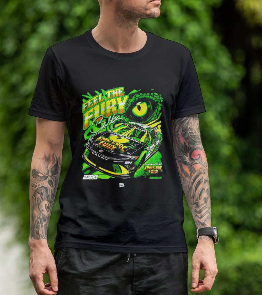Bubba Wallace Feel The Fury King Croc Chumba Casino Toyota Camry NASCAR 23XI Racing T-Shirt