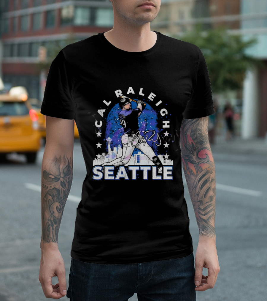 Cal Raleigh Seattle Baseball Skyline Stars T-Shirt