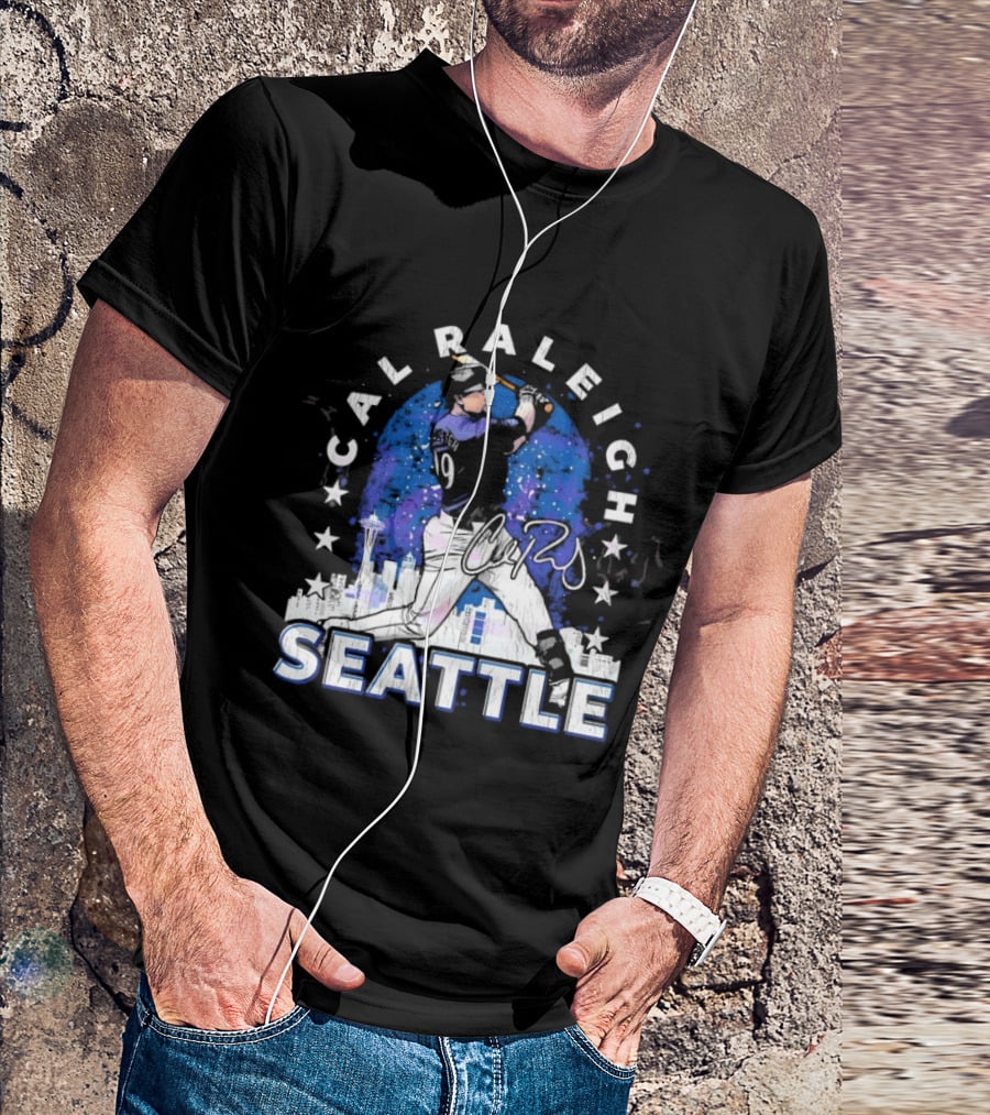 Cal Raleigh Seattle Baseball Skyline Stars T-Shirt