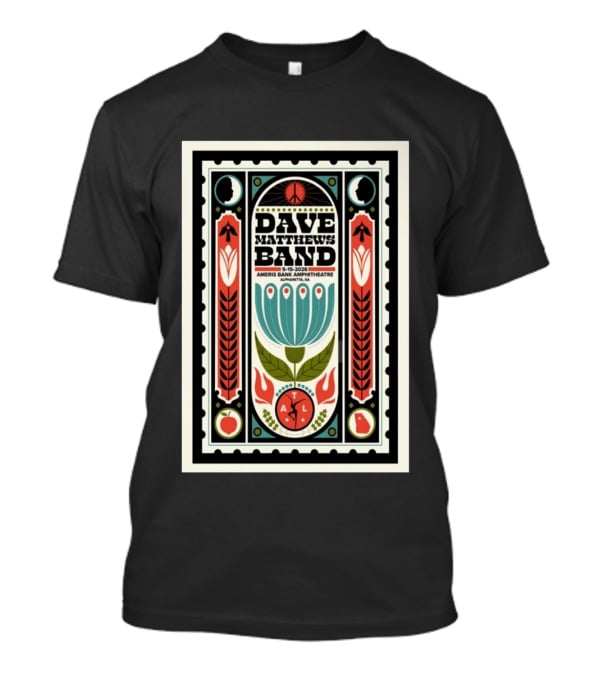 Dave Matthews Band 5 15 2026 Ameris Bank Amphitheatre Alpharetta GA Peace Symbol Floral T-Shirt