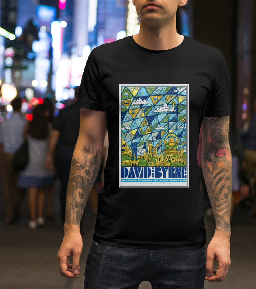 David Byrne May 3 2026 Miller High Life Theatre Milwaukee WI By Derek M T-Shirt
