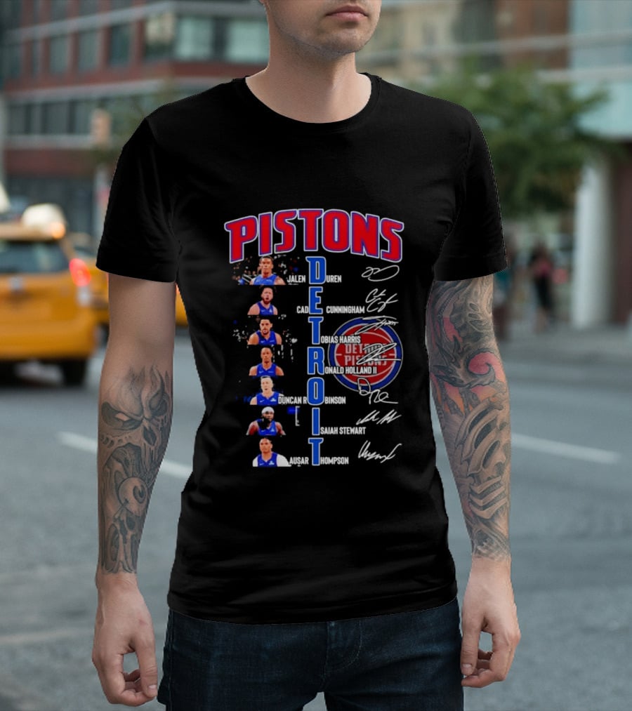 Detroit Pistons Jalen Duren Cade Cunningham Bojan Bogdanovic Isaiah Stewart Jaden Ivey Ausar Thompson Signatures T-Shirt