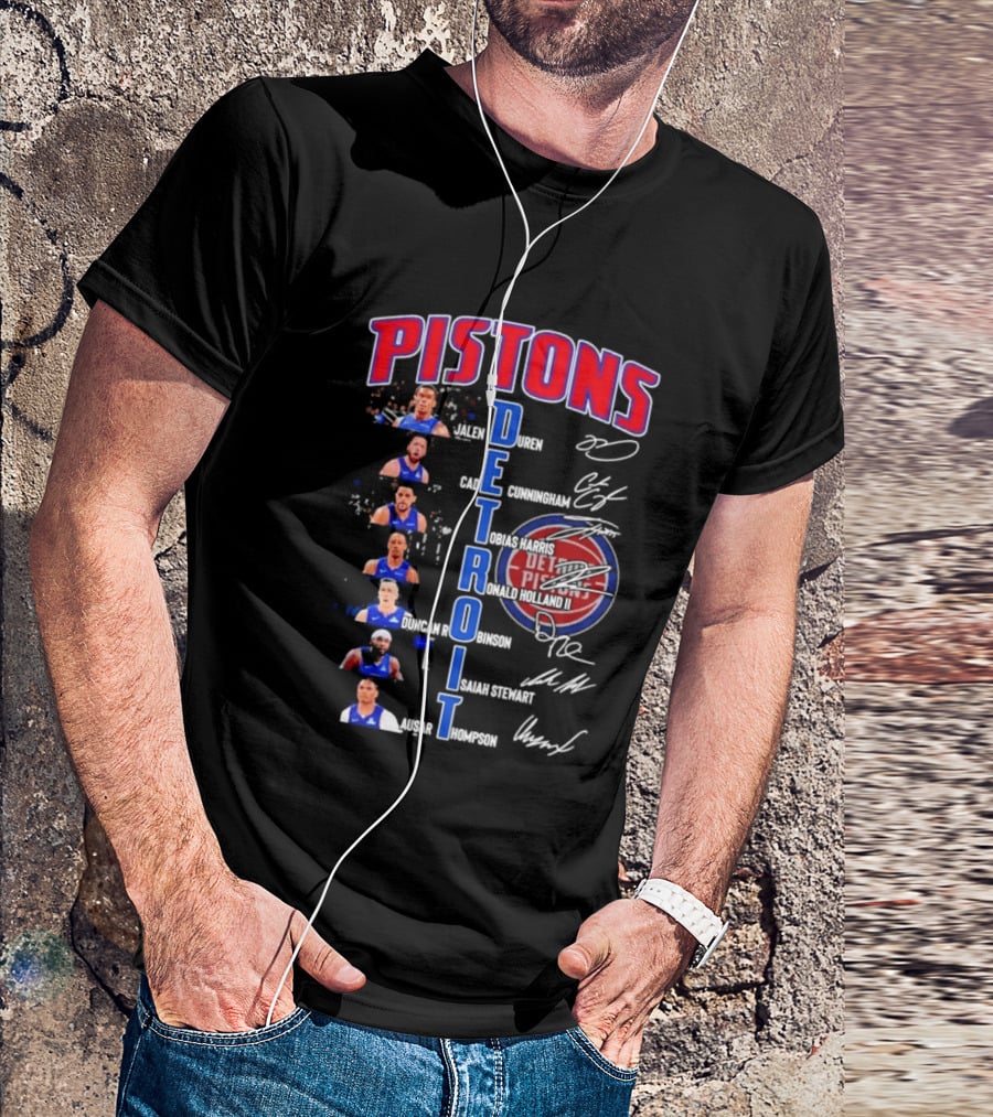 Detroit Pistons Jalen Duren Cade Cunningham Bojan Bogdanovic Isaiah Stewart Jaden Ivey Ausar Thompson Signatures T-Shirt