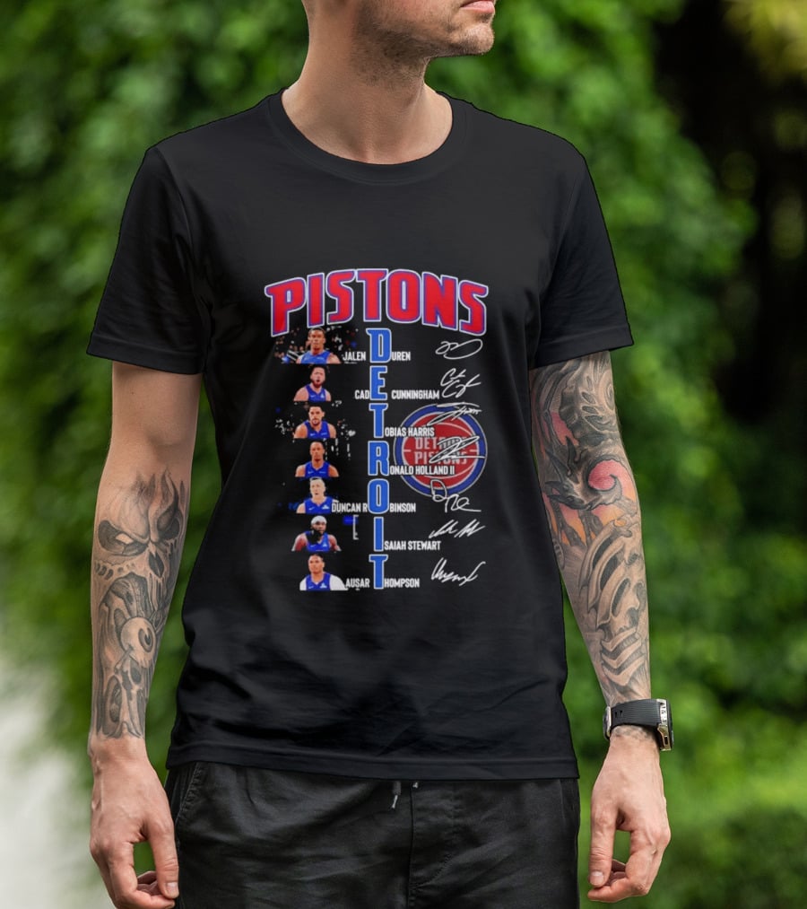 Detroit Pistons Jalen Duren Cade Cunningham Bojan Bogdanovic Isaiah Stewart Jaden Ivey Ausar Thompson Signatures T-Shirt