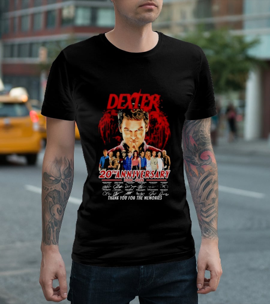 Dexter 20th Anniversary 2006 2026 Thank You For The Memories Cast Signatures T-Shirt