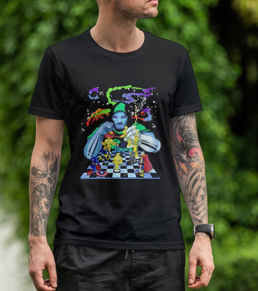 Doctor Doom Strategic Chess Battle With Marvel Heroes T-Shirt