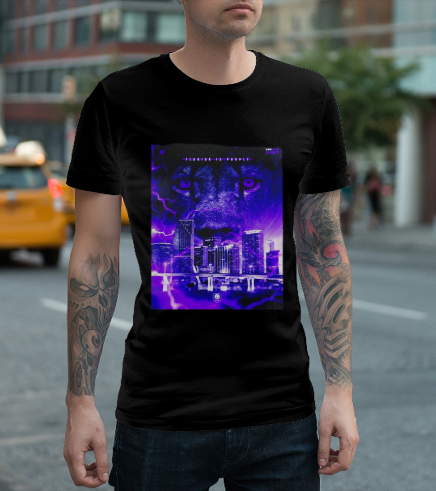Florida Is Purple Orlando City SC Lion City Skyline Lightning T-Shirt