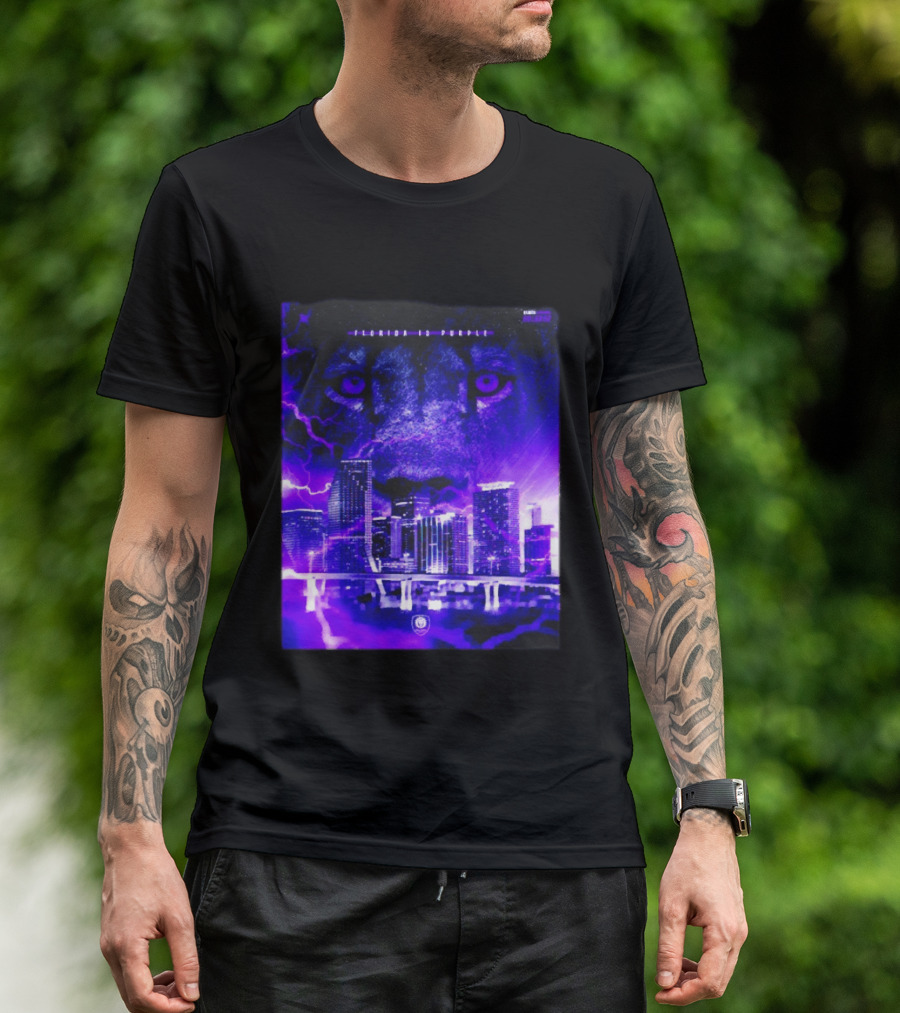 Florida Is Purple Orlando City SC Lion City Skyline Lightning T-Shirt