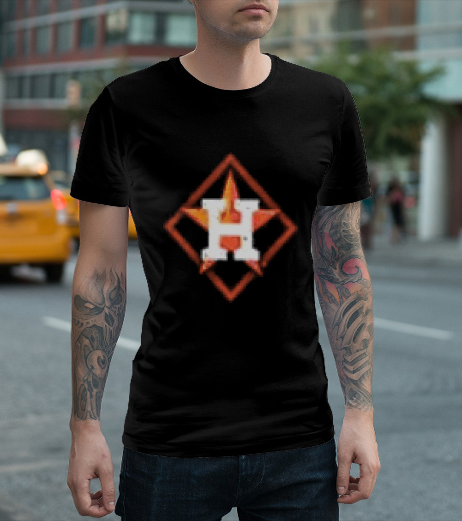 Houston Astros America's Pastime Black Star H Baseball Iconography T-Shirt
