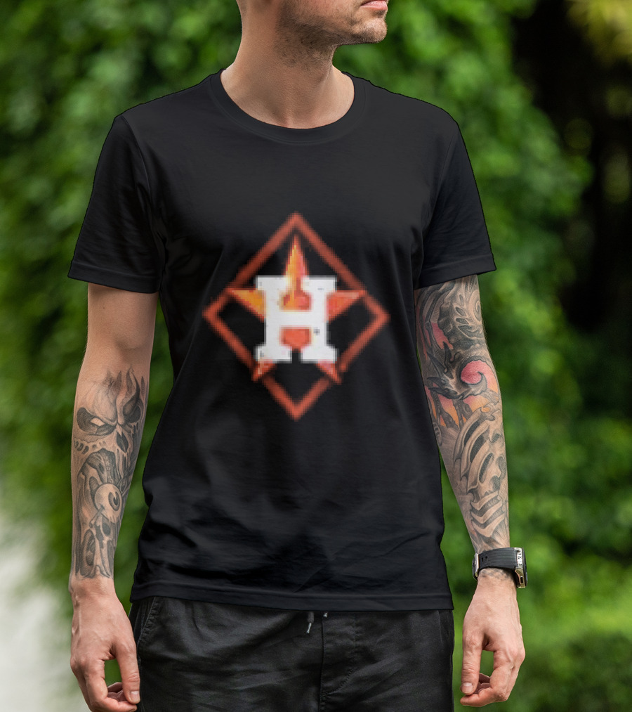 Houston Astros America's Pastime Black Star H Baseball Iconography T-Shirt