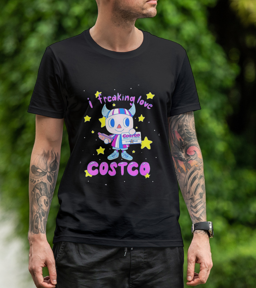 I Freaking Love Costco Cute Cartoon Character Holding Membership Card T-Shirt
