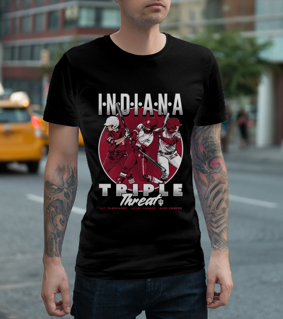 Indiana Hoosiers Softball Triple Threat Aly Van Brandt Avery Parker Alex Cooper T-Shirt