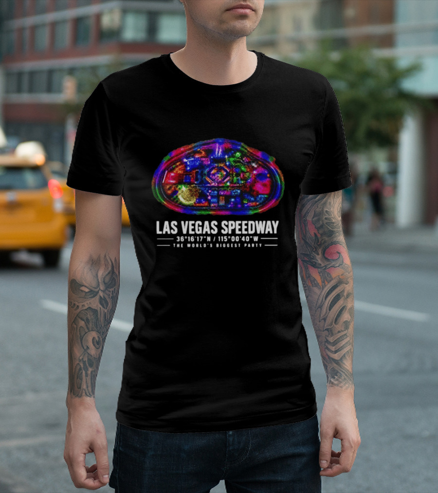 Las Vegas Speedway Coordinates In Nevada The World's Biggest Party T-Shirt