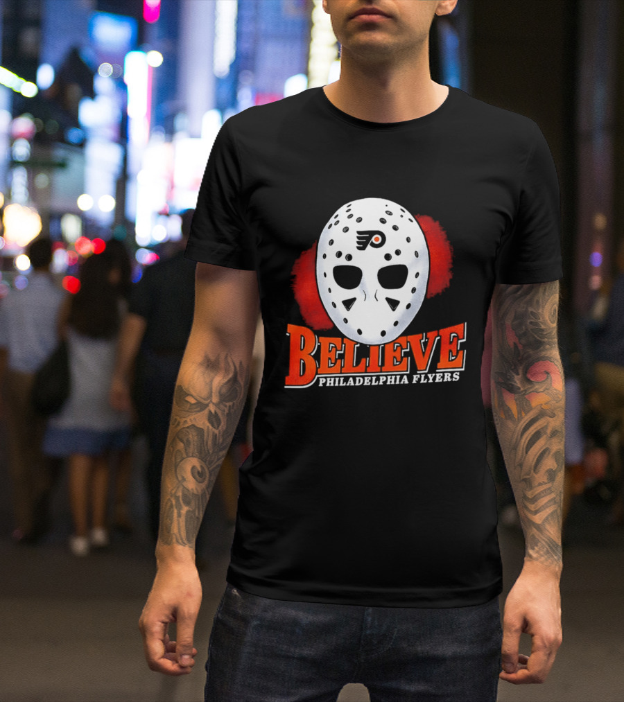 Philadelphia Flyers Believe 2026 Hockey Mask T-Shirt