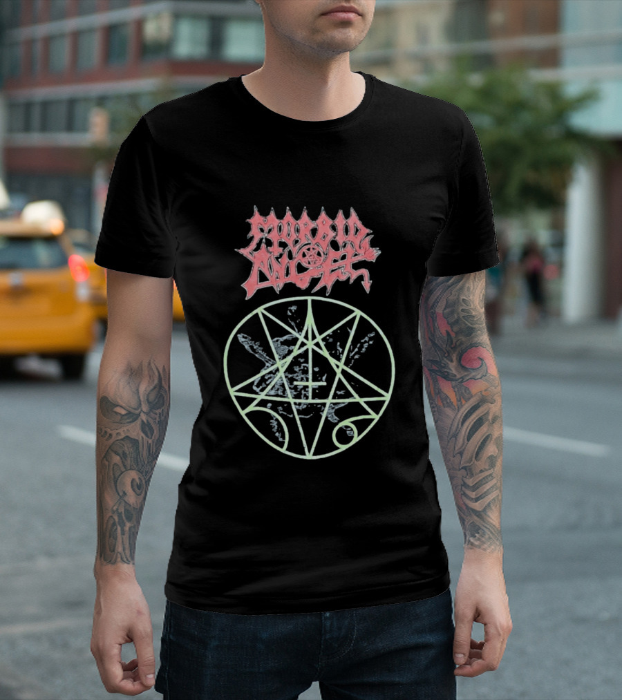 Morbid Angel Blessed Are The Sick Tour Logo With Pentagram And Angel T-Shirt