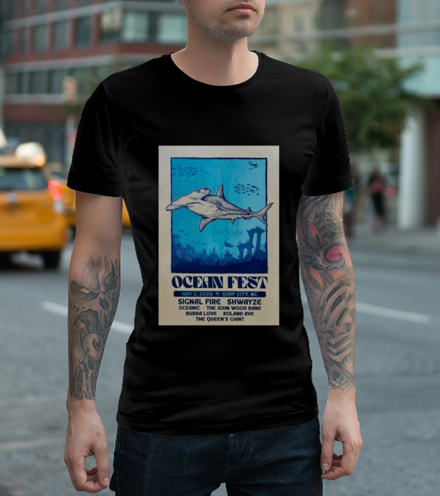 Ocean Fest May 2 2026 Surf City NC Tour Signal Fire Shwayze Bubba Love The John Wood Band T-Shirt