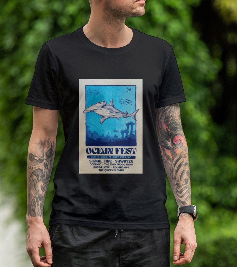 Ocean Fest May 2 2026 Surf City NC Tour Signal Fire Shwayze Bubba Love The John Wood Band T-Shirt