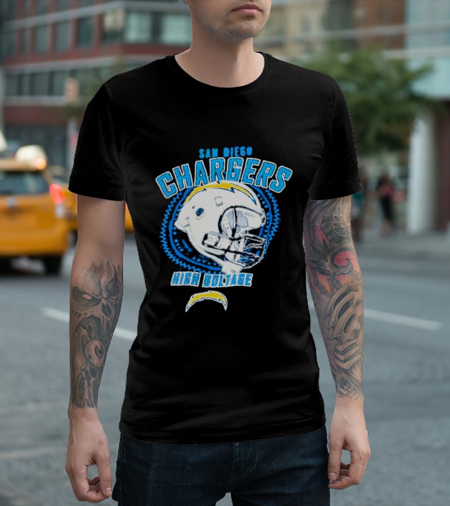 San Diego Chargers High Boltage Helmet Football NFL Team Gear T-Shirt