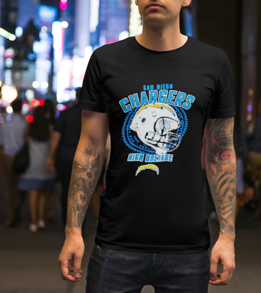 San Diego Chargers High Boltage Helmet Football NFL Team Gear T-Shirt