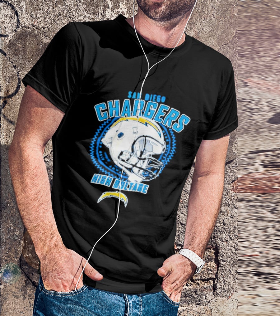 San Diego Chargers High Boltage Helmet Football NFL Team Gear T-Shirt