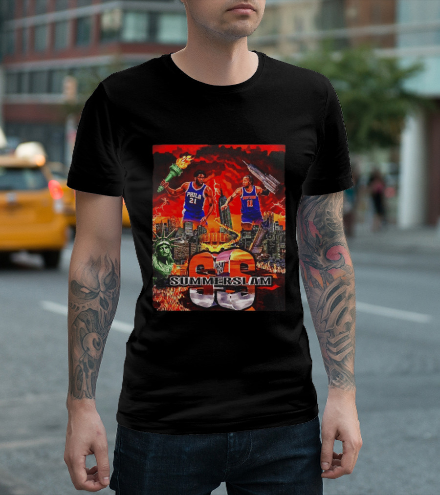Summerslam Joel Embiid Vs Jalen Brunson NYC Showdown T-Shirt