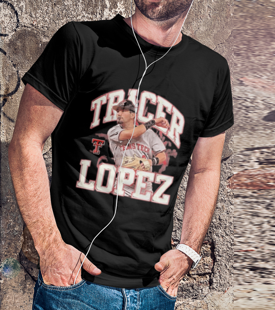 Texas Tech Tracer Lopez Baseball NCAA Collage T-Shirt