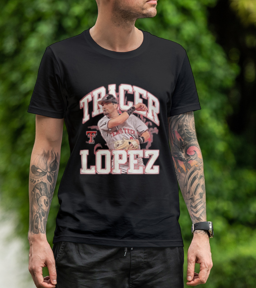 Texas Tech Tracer Lopez Baseball NCAA Collage T-Shirt
