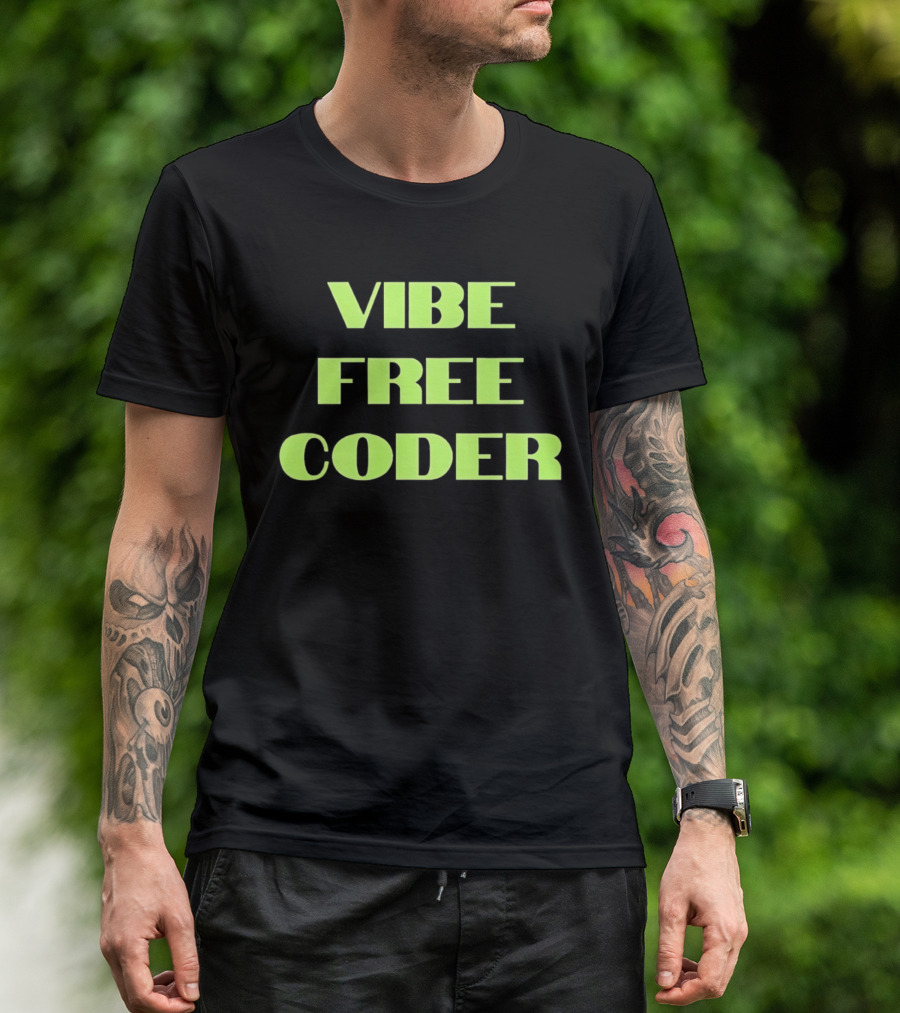 Vibe Free Coder Retro Neon T-Shirt