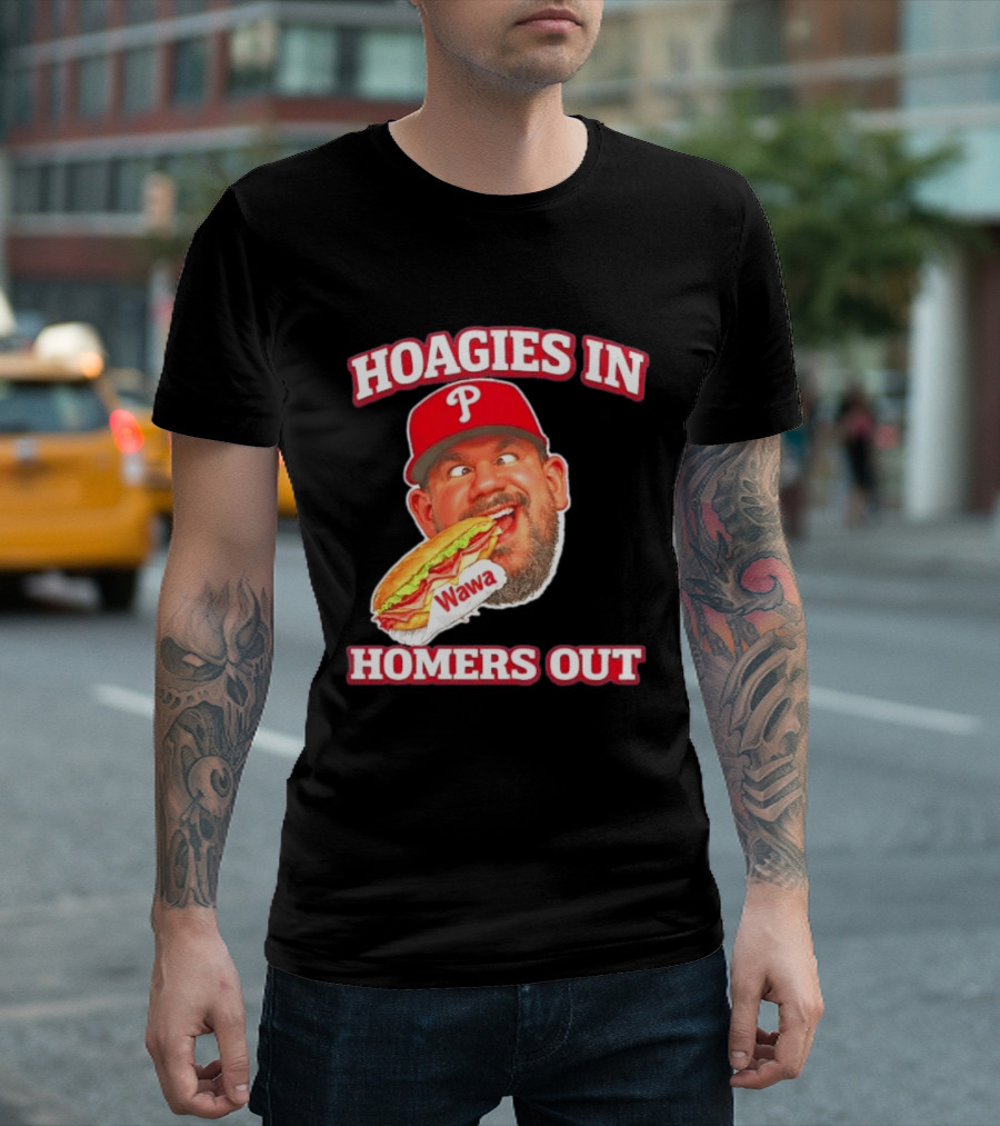 Hoagies In Homers Out Wawa Philadelphia Baseball Player Eating Sandwich T-Shirt